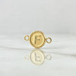 Herraje Letra F Mate 0.55gr / 1cm-1.7cm / Circulo Bordeado Oro Amarillo 18K