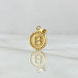 Dije Letra B Mate 0.65gr / 1.5cm / Circulo Cargador Bordeado Oro Amarillo 18K