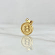 Dije Letra B Mate 0.55gr / 1.5cm / Circulo Cargador Bordeado Oro Amarillo 18K