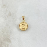 Dije Letra Z Mate 0.6gr / 1.5cm / Circulo Cargador Bordeado Oro Amarillo 18K