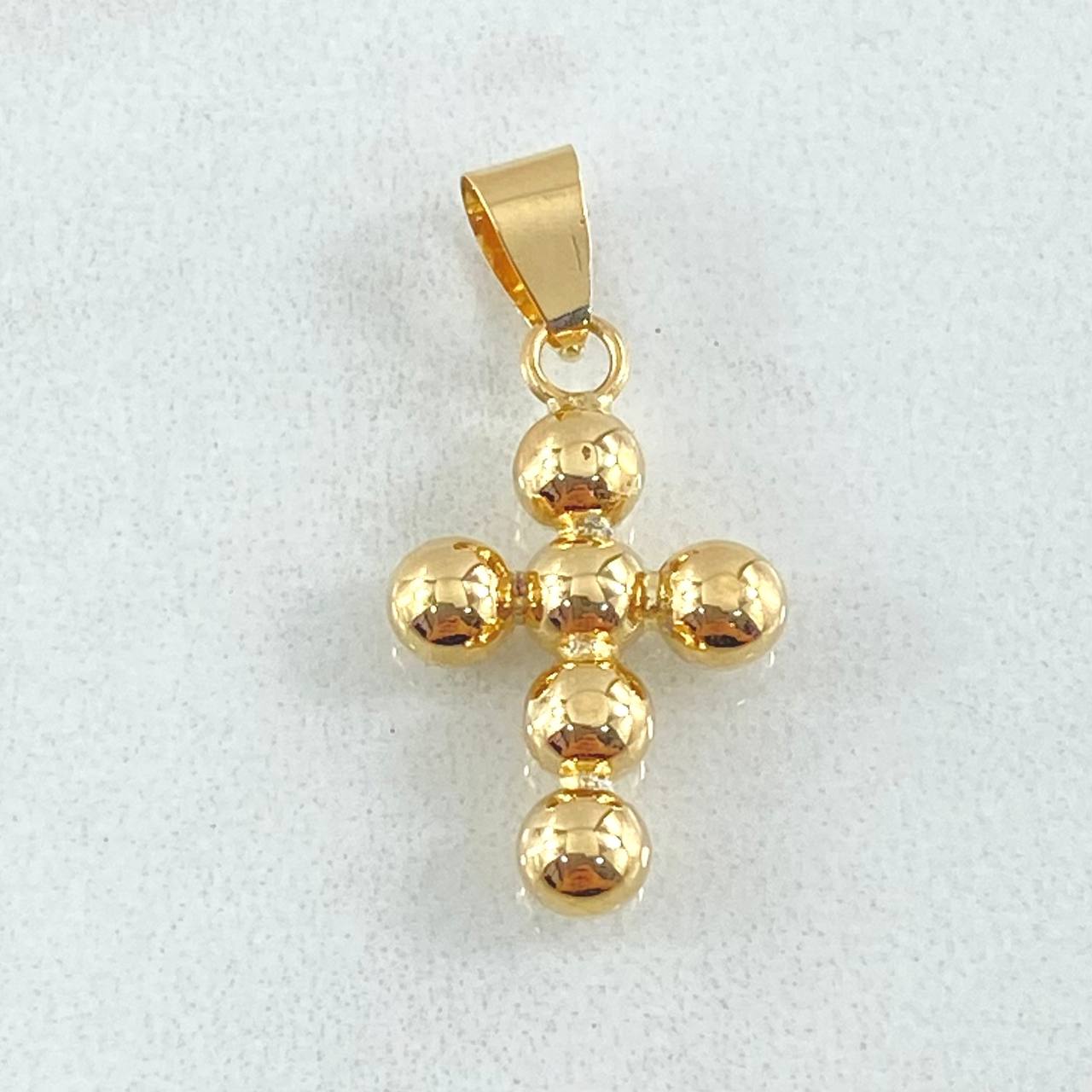 Dije Cruz Esferas Consecutivas 0.8gr / 2.4cm / Oro 18K