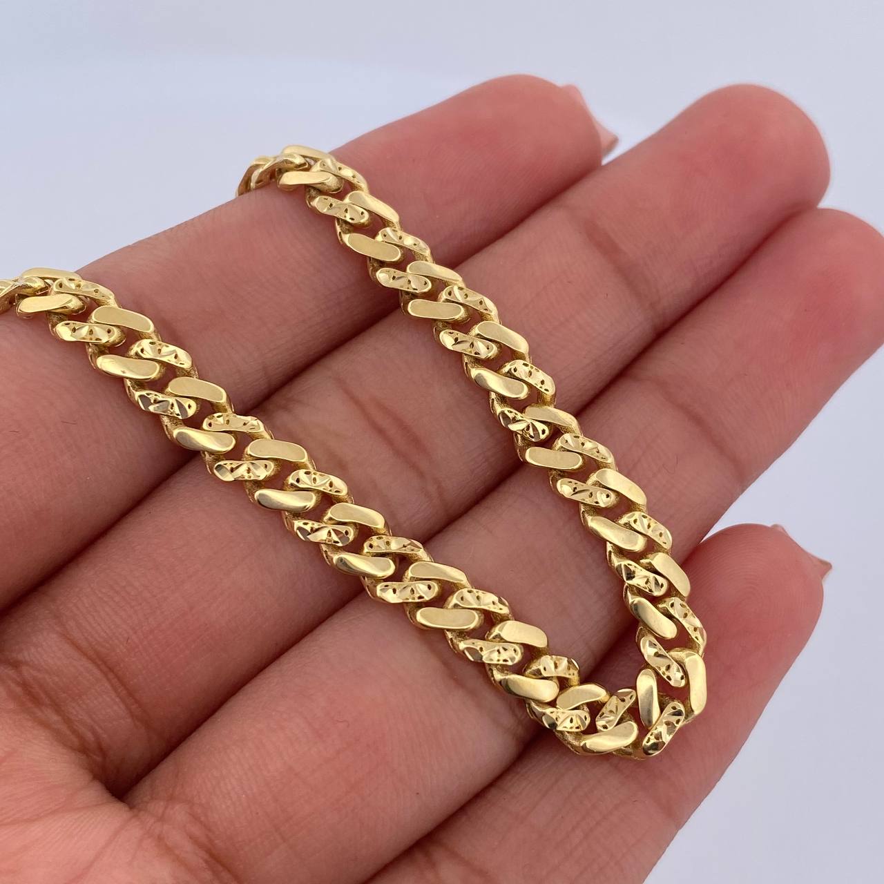 Pulso Cubano Infinito 6.4gr / 18.2cm / 4.8mm Diamantado Oro Amarillo +2 18K &