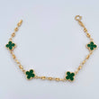 Pulso GC Trebol 3.85gr / 18cm / 3.1mm Diamantado Electroestatico Verde Oro Amarillo 18K &