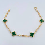 Pulso GC Trebol 3.85gr / 18cm / 3.1mm Diamantado Electroestatico Verde Oro Amarillo 18K &