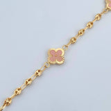 Pulso GC Trebol 4.7gr / 19.2cm / 3.1mm Diamantado Electroestatico Rosado Oro Amarillo 18K &