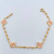 Pulso GC Trebol 4.7gr / 19.2cm / 3.1mm Diamantado Electroestatico Rosado Oro Amarillo 18K &
