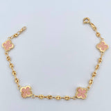 Pulso GC Trebol 4.7gr / 19.2cm / 3.1mm Diamantado Electroestatico Rosado Oro Amarillo 18K &