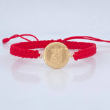 Pulsera Tejida Roja Angel De La Guarda 1.2gr / Oro 18K $