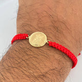 Pulsera Tejida Roja Angel De La Guarda 1.2gr / Oro 18K $