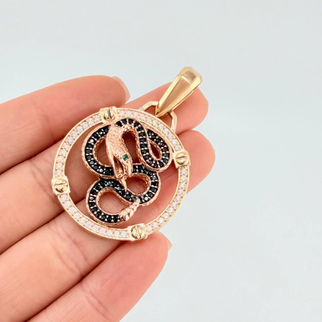 Dije Serpiente Cascabel 14.65 g / 4.5 cm Dos Oros Amarillo Rosa 18K