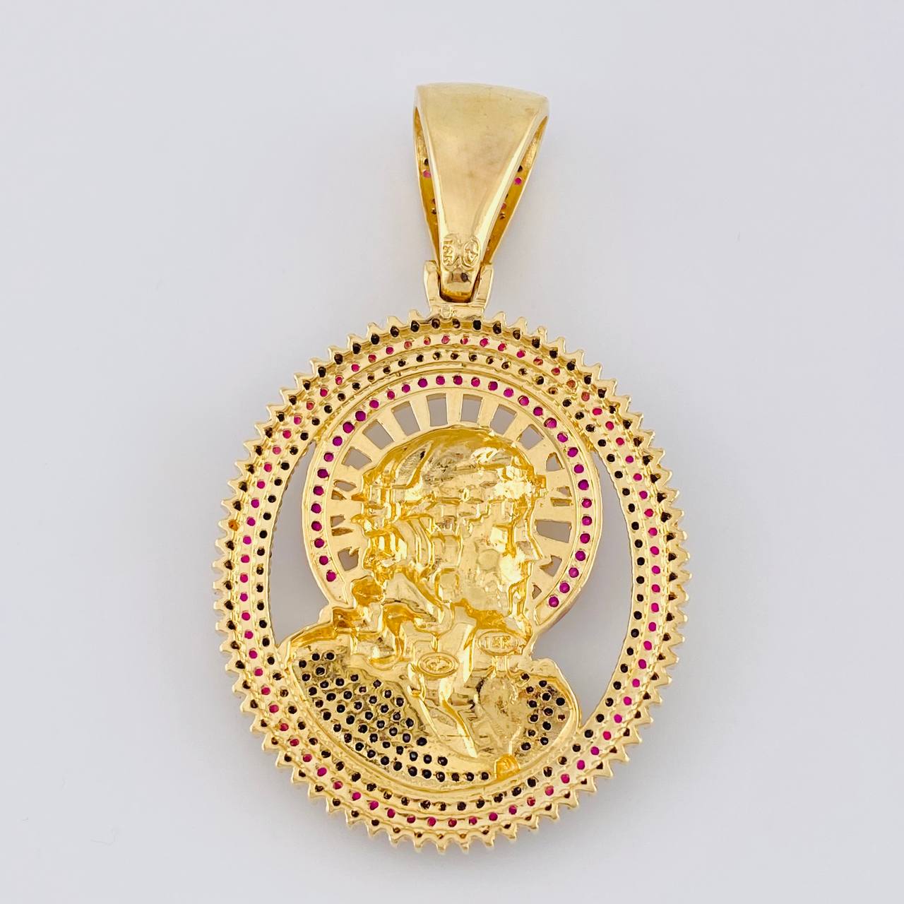 Dije Cristo Aureola Y Púas 25.5 g / 6.5 cm Dos Oros Amarillo Blanco 18K