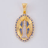 Dije Placa Ovalada Virgen Milagrosa 14.05 g / 5.5 cm Dos Oros Amarillo Blanco 18K