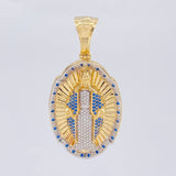Dije Placa Ovalada Virgen Milagrosa 14.05 g / 5.5 cm Dos Oros Amarillo Blanco 18K