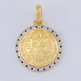Dije Medalla San Benito 8.1 g / 4 cm Dos Oros Amarillo Blanco 18K