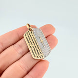 Dije Placa Tupida Salmo 91-2 6.5 g / 4 cm Dos Oros Amarillo Blanco 18K