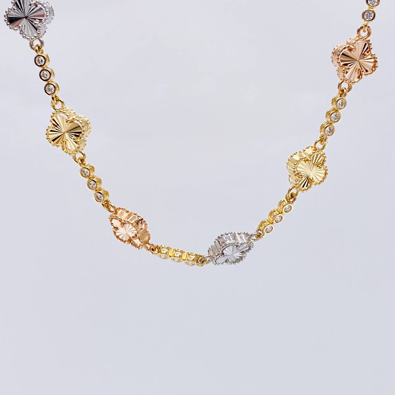 Cadena Burbujas De Trebol Diamantada 28.7 g / 51.5 cm / 9.3 mm Tres Oros 18K
