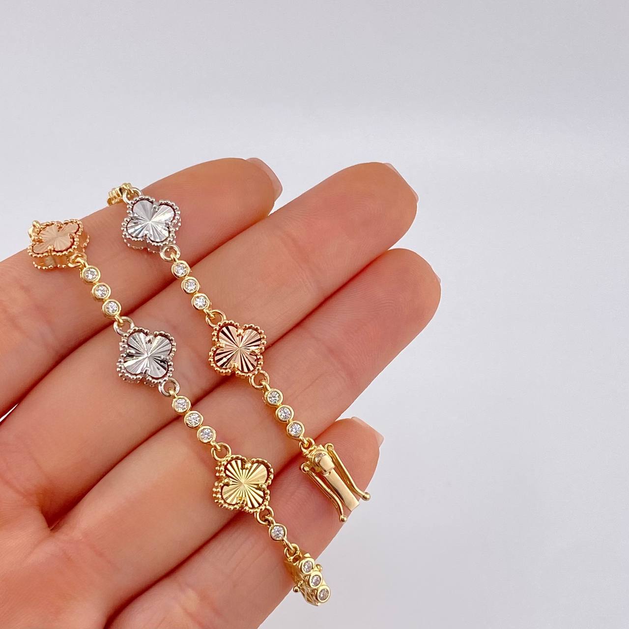 Cadena Burbujas De Trebol Diamantada 28.7 g / 51.5 cm / 9.3 mm Tres Oros 18K