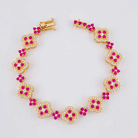 Pulso Trebol Estrellado 13.95 g / 16.5 cm / 10 mm Oro Amarillo 18K
