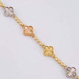 Pulso Burbujas De Trebol Diamantado 10.95 g / 20 cm / 9.1 mm Tres Oros 18K