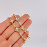 Pulso Burbujas De Trebol Diamantado 10.95 g / 20 cm / 9.1 mm Tres Oros 18K