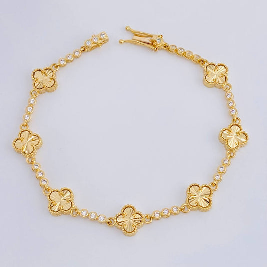 Pulso Burbujas De Trebol Diamantado 10.9 g / 19.5 cm / 9.1 mm Oro Amarillo 18K