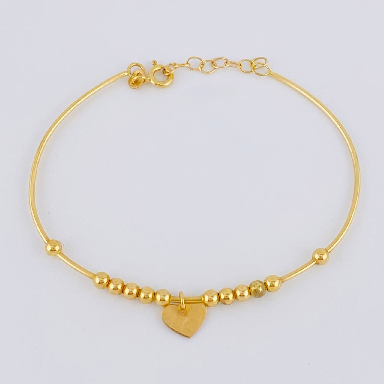 Pulso Aro Bolas Placa Corazón 3.75 g / 17.1 cm / 3 mm Oro Amarillo 18K