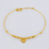 Pulso Aro Bolas Placa Corazón 3.75 g / 17.1 cm / 3 mm Oro Amarillo 18K