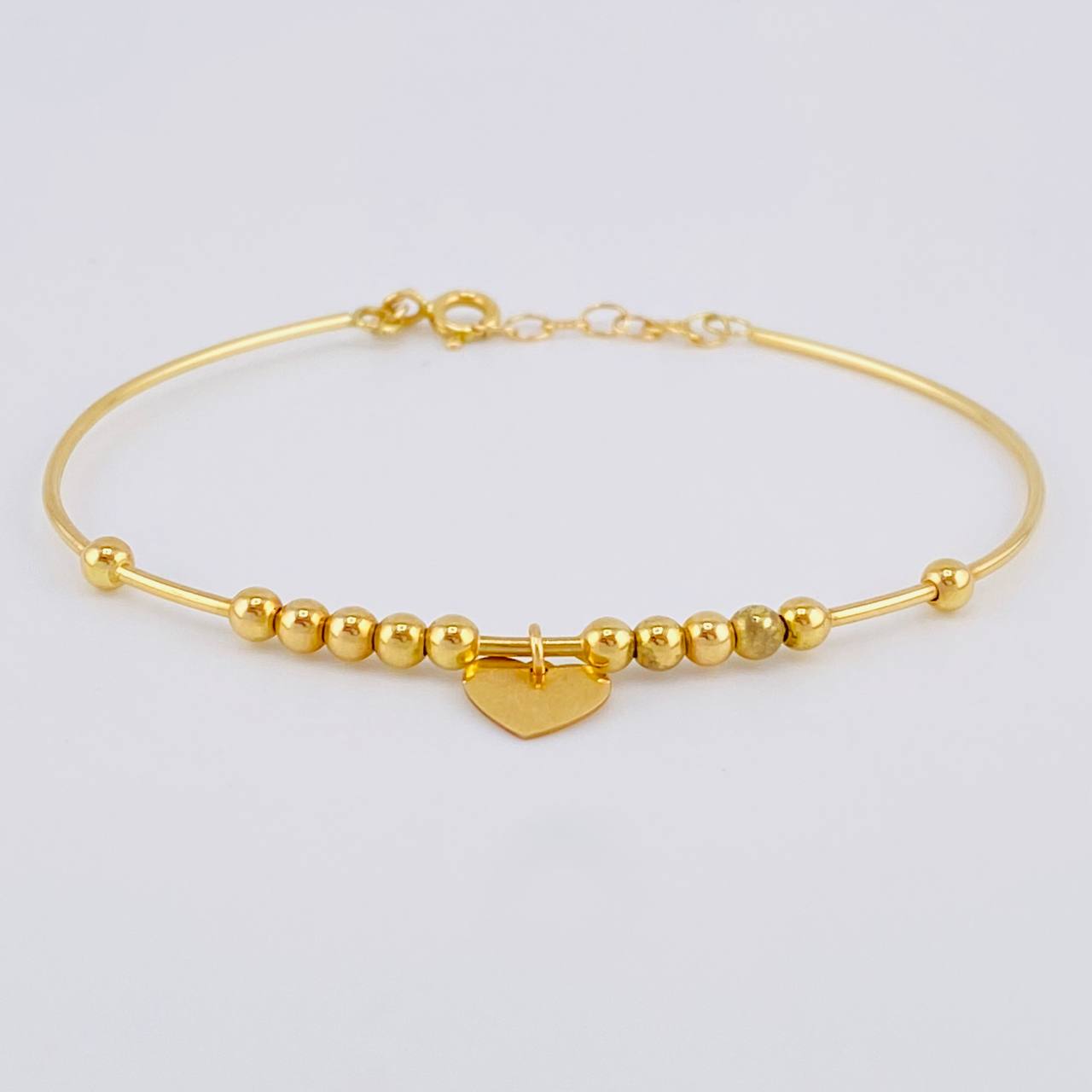 Pulso Aro Bolas Placa Corazón 3.75 g / 17.1 cm / 3 mm Oro Amarillo 18K