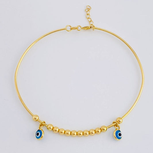 Pulso Aro Bolas Ojo Turco 4.05 g / 18.2 cm / 3 mm Oro Amarillo 18K