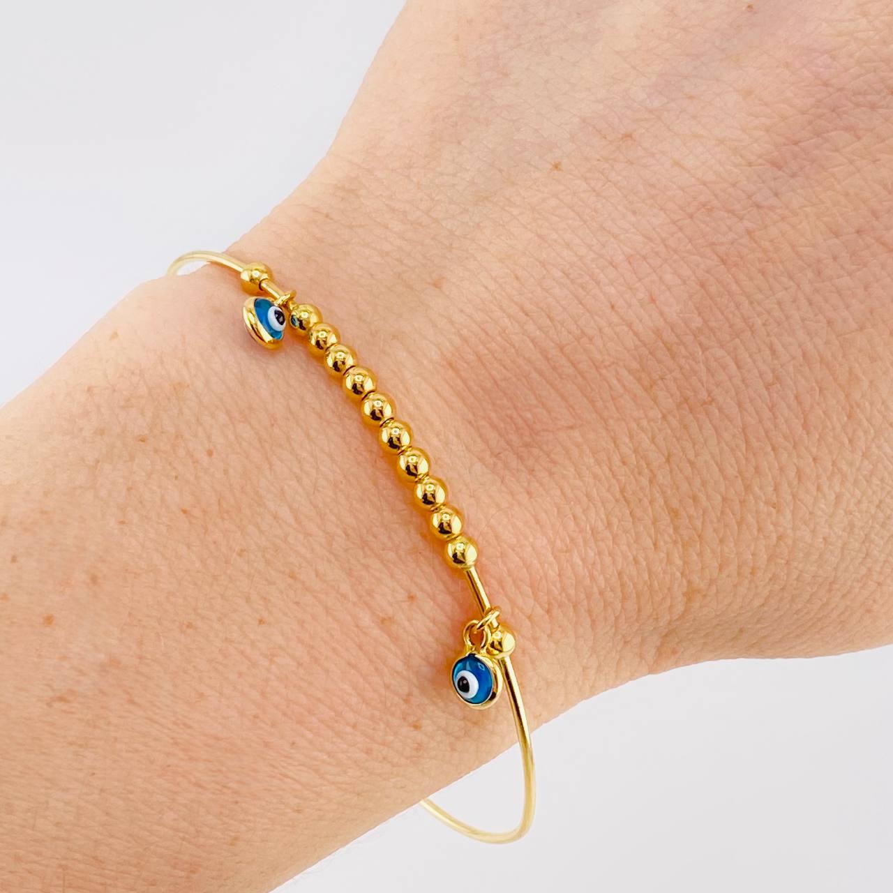 Pulso Aro Bolas Ojo Turco 4.1 g / 17.9 cm / 3 mm Oro Amarillo 18K