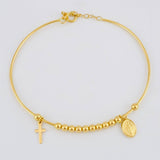Pulso Aro Bolas Virgen Milagrosa 4.35 g / 18.6 cm / 3 mm Oro Amarillo 18K