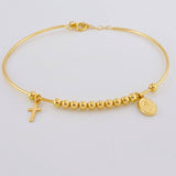 Pulso Aro Bolas Virgen Milagrosa 4.35 g / 18.6 cm / 3 mm Oro Amarillo 18K