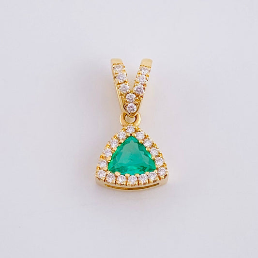 Dije Glamour Esmeralda 40pts Diamante 0.25pts 2.05g / 1.7cm Oro Amarillo 18K