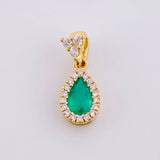 Dije Rocío de Luz Esmeralda 0.69pts Diamante 0.31pts 1.7g / 1.8cm Oro Amarillo 18K