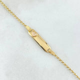 Pulso Bebé Espiga Placa Rectangular Corazon 1.7gr / 12cm-14cm / 1.6mm Resina Perlada Graduable Oro Amarillo 18K ©