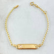 Pulso Bebé Espiga Placa Rectangular Trebol 1.75gr / 12cm-14cm / 1.6mm Resina Perlada Graduable Oro Amarillo 18K *