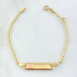 Pulso Bebé Espiga Placa Rectangular Trebol 1.8gr / 12cm-14cm / 1.6mm Resina Rosada Graduable Oro Amarillo 18K *