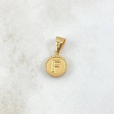 Dije Letra F 0.6gr / 2cm / Circulo Bordeado Oro Amarillo 18K *