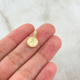 Dije Letra R Mate 0.55gr / 1.5cm / Circulo Cargador Bordeado Oro Amarillo 18K