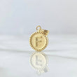 Dije Letra F Mate 0.55gr / 1.5cm / Circulo Cargador Bordeado Oro Amarillo 18K