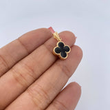 Dije Trebol 0.8gr / 2.1cm / Electroestatico Negro                Oro Amarillo 18K &