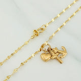 Set Cadena Flor Espejo + Dije Tres Gracias / 1.5gr / 45 cm Oro Amarillo 18K