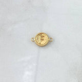 Herraje Letra F 0.5gr / 1cm-1.7cm / Circulo Bordeado Oro Amarillo 18K