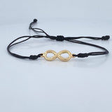 Pulsera Tejida Negra Infinito 1.2gr / Oro 18K &