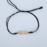 Pulsera Tejida Negra Infinito 1.2gr / Oro 18K &