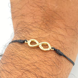 Pulsera Tejida Negra Infinito 1.2gr / Oro 18K &