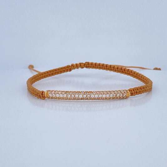Pulsera Tejdia Beige Cilindro 2.6gr / Oro 18K &