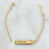 Pulso Bebé Espiga Placa Rectangular Trebol 1.7gr / 13cm-14cm / 1.6mm Resina Verde Graduable Oro Amarillo 18K ©