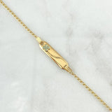 Pulso Bebé Espiga Placa Rectangular Trebol 1.7gr / 13cm-14cm / 1.6mm Resina Verde Graduable Oro Amarillo 18K ©