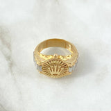 Anillo Sello Correa Corona RX 7.3gr / T11 1/2 / Dos Oros Amarillo Blanco 18K ©